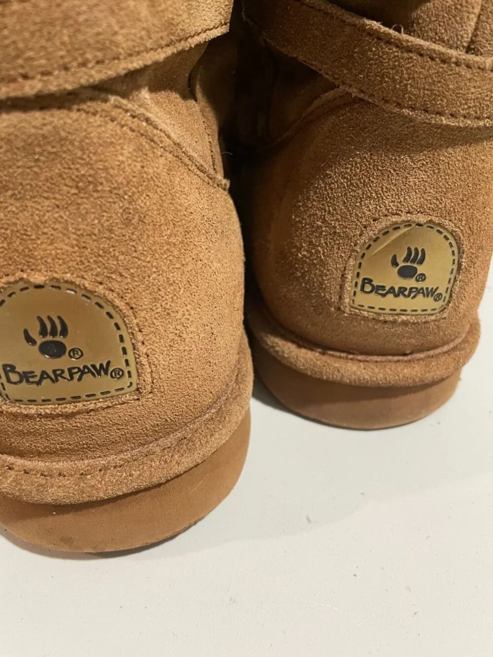 Bearpaw Womens Suede Shearling-Lined Boots With Metal Buckles Size10Chestnut